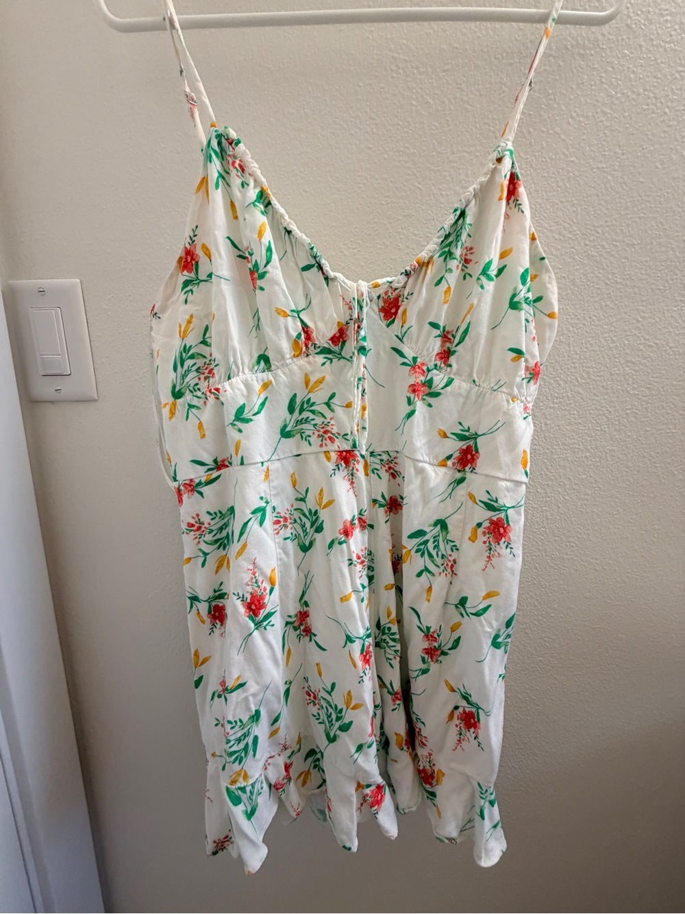 White Floral Spaghetti-Strap Romper